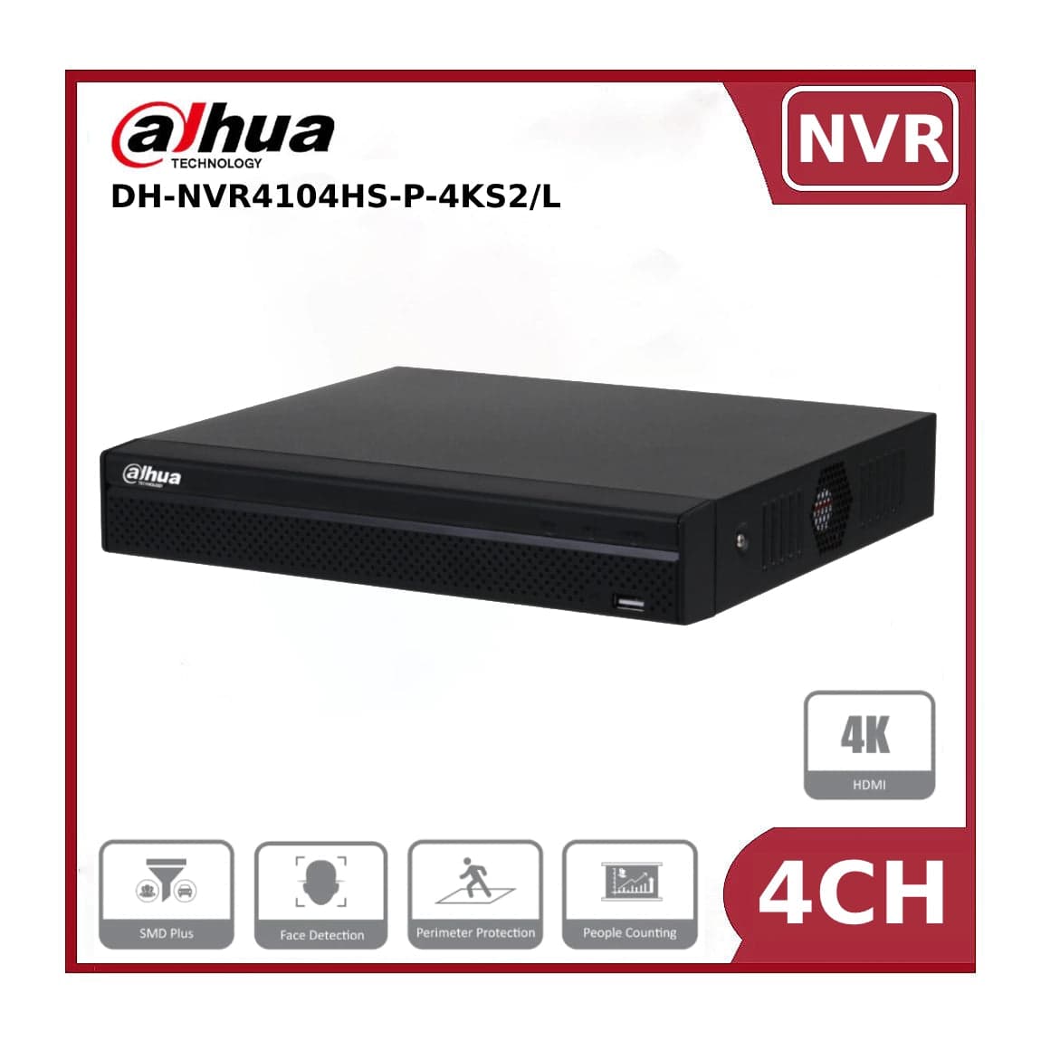 Dahua DHI-NVR4104HS-P-4KS2/L four-channel PoE network video recorder