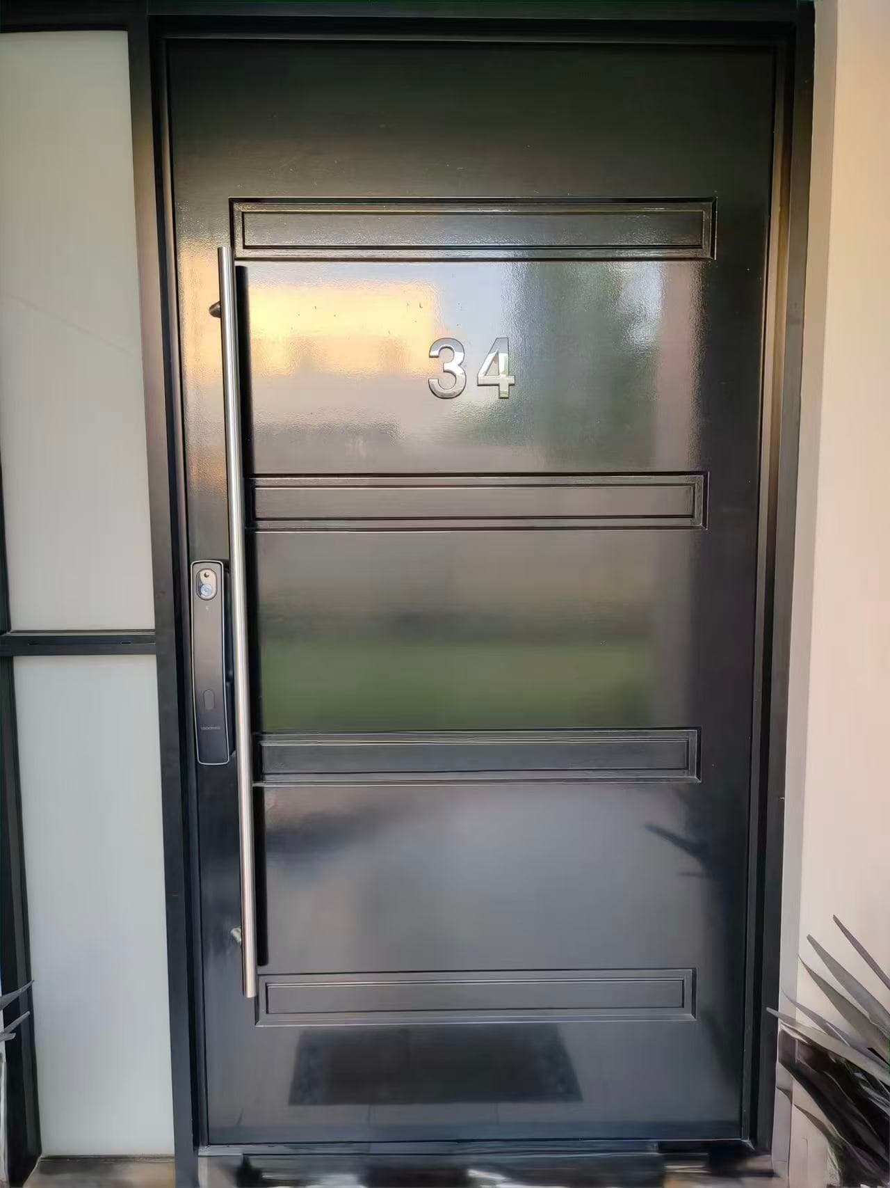 Fingerprint smart lock installed on a home entry near Marion