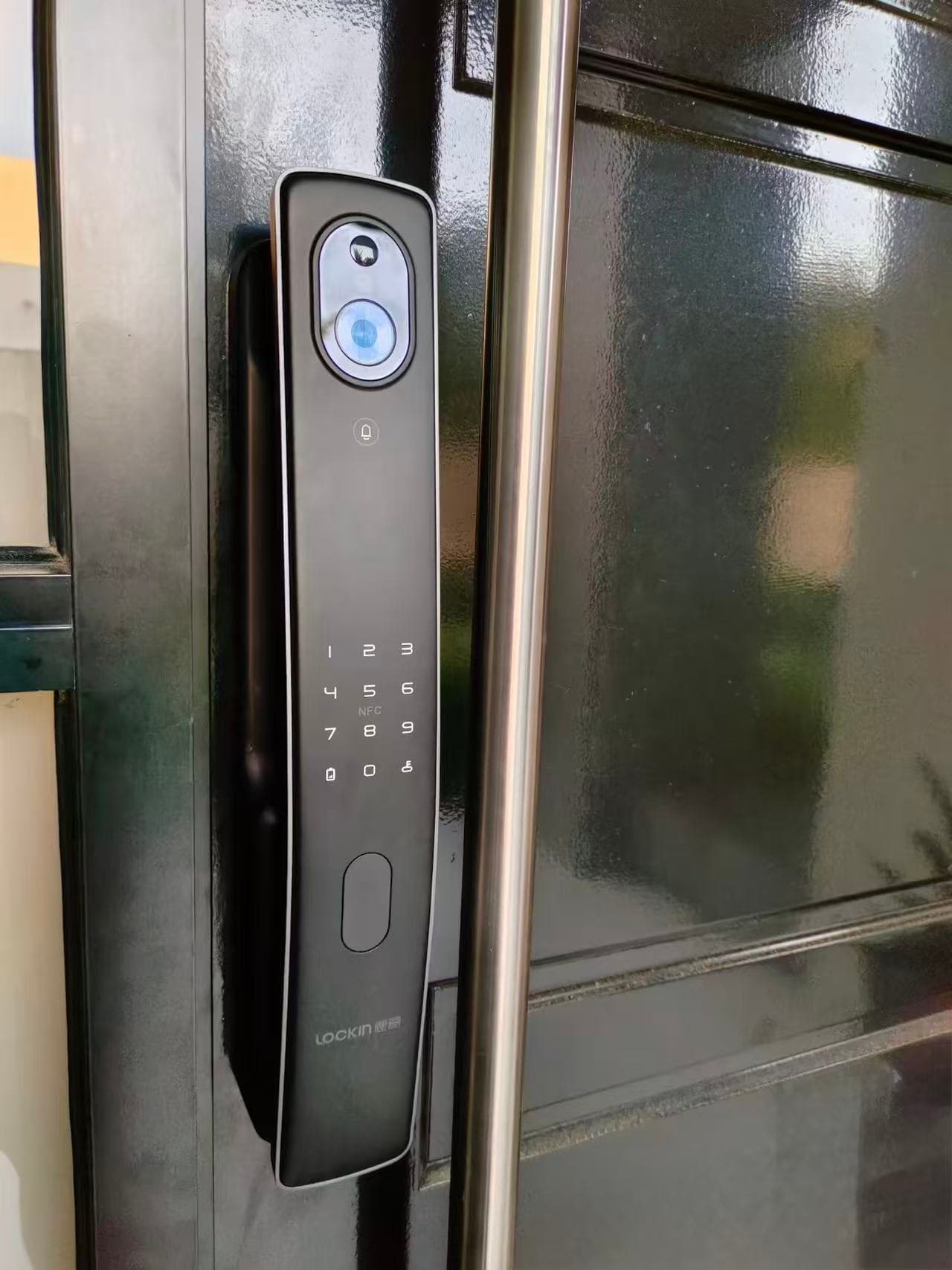 Real installation close-up of Lockin keypad smart lock